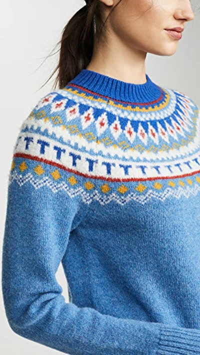 Shop Tory Burch Fairisle Jumper In Light Serene Blue