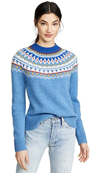 Shop Tory Burch Fairisle Jumper In Light Serene Blue