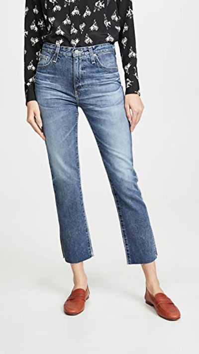 Shop Ag The Isabelle High-rise Straight Crop Jeans In 15 Years Indigo Bound