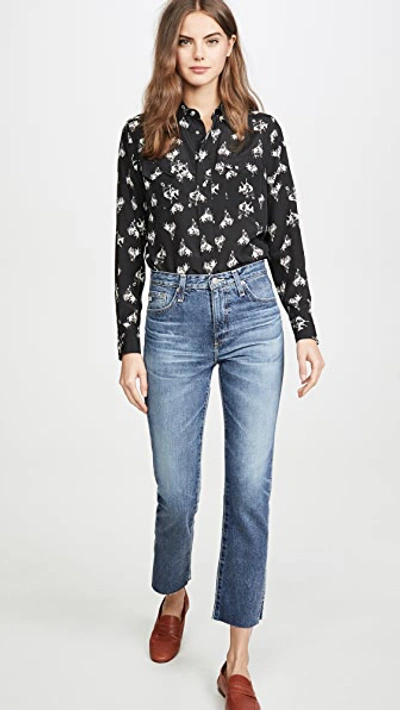 Shop Ag The Isabelle High-rise Straight Crop Jeans In 15 Years Indigo Bound