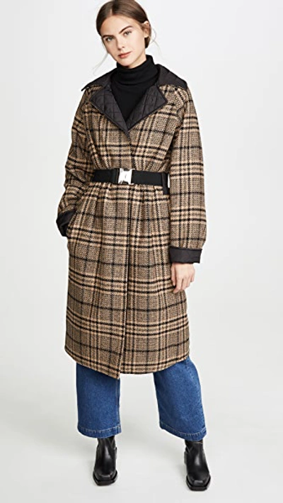 Shop Ganni Tech/wool Reversible Coat In Black