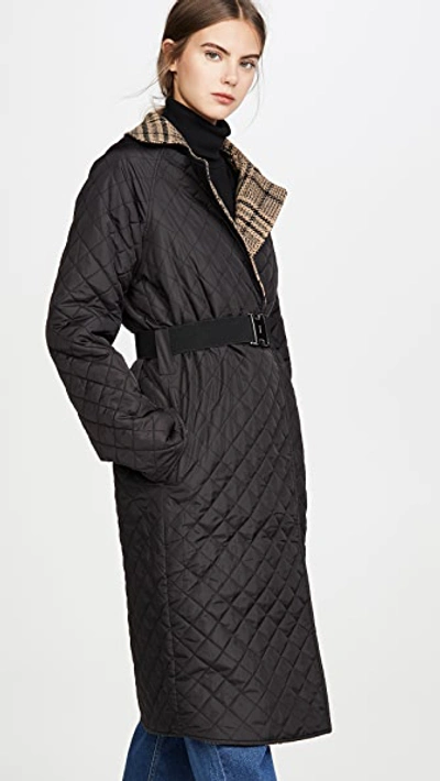 Shop Ganni Tech/wool Reversible Coat In Black