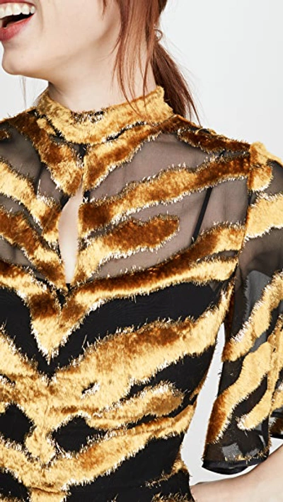 Shop Adam Lippes Mini Dress In Burnout Velvet In Tiger Burnout