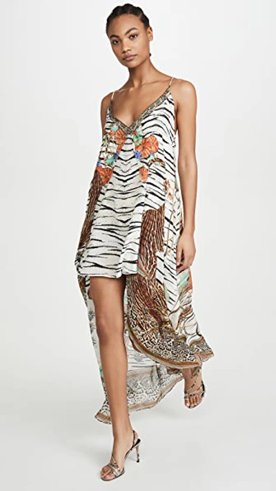 Shop Camilla Flared Mini Dress With Sheer Overland In Cosmicco