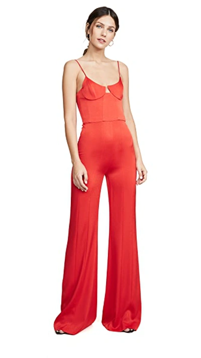 Shop Galvan Phoebe Jumpsuit In Red