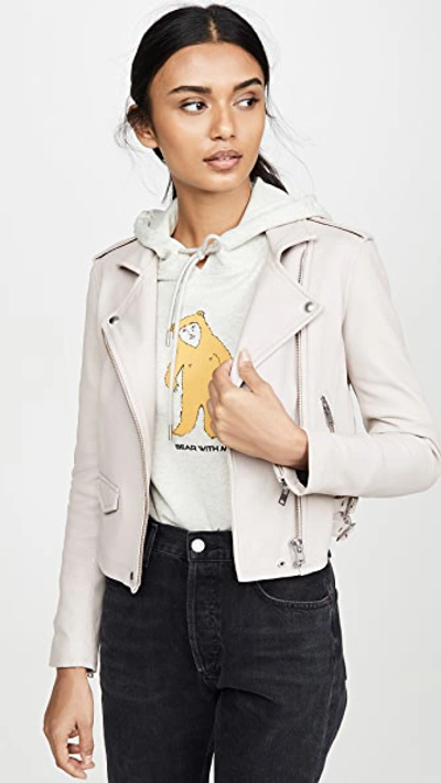 Shop Iro Ashville Leather Jacket In Light Grey