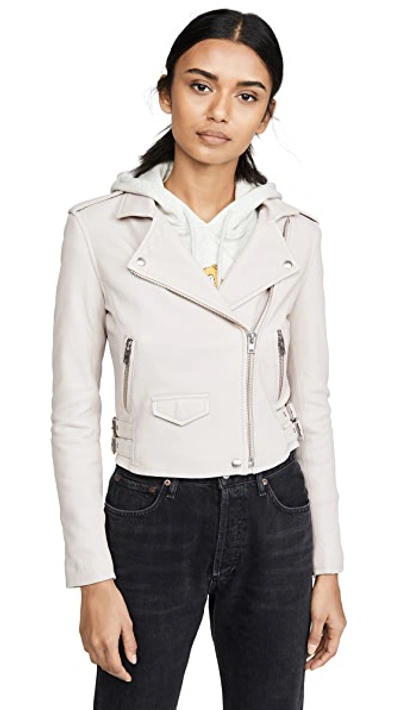 Shop Iro Ashville Leather Jacket In Light Grey