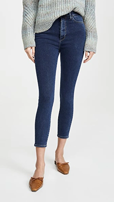 Shop Dl 1961 Chrissy Cropped Ultra High Rise Skinny Jeans In Prussia