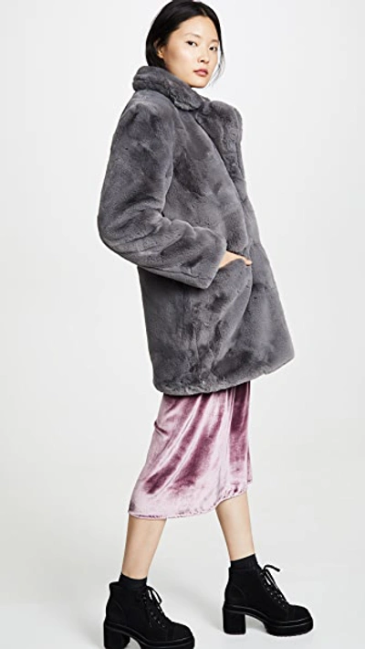 Shop Apparis Sophie Faux Fur Coat In Carbon