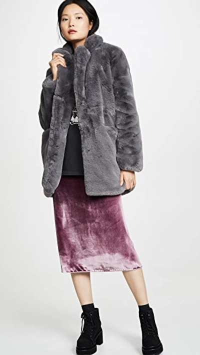 Shop Apparis Sophie Faux Fur Coat In Carbon