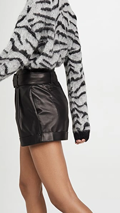 Shop Frame Paperbag Leather Shorts In Noir