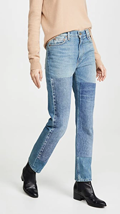 Shop B Sides Arts Mid High Straight Jeans In Ascher Patchwork