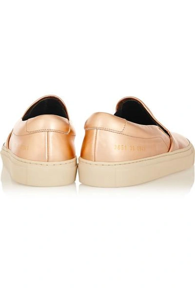 Shop Common Projects Metallic Leather Slip-on Sneakers