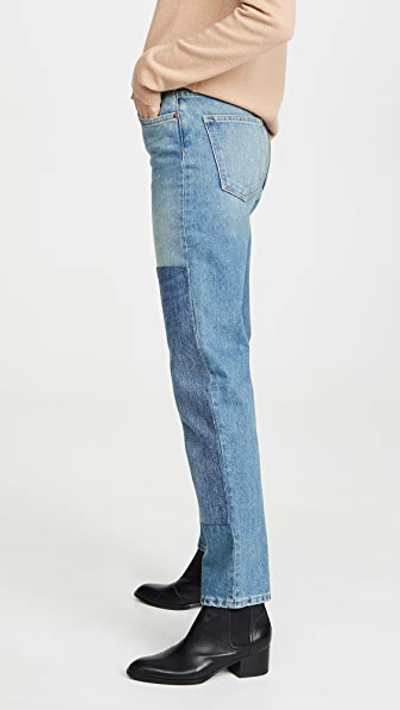 Shop B Sides Arts Mid High Straight Jeans In Ascher Patchwork