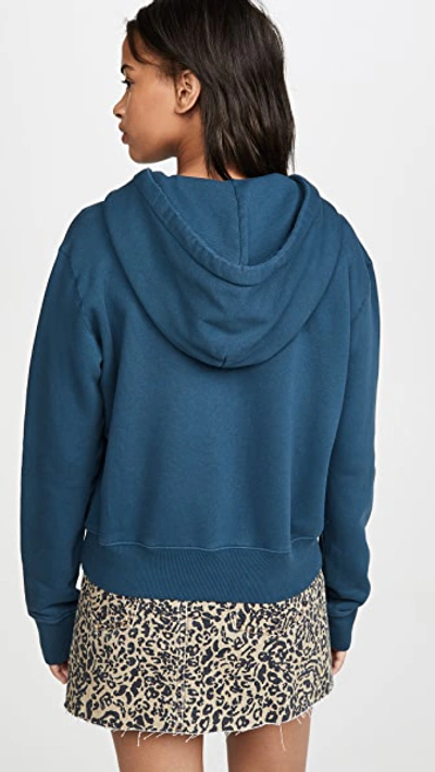 Shop Nili Lotan Callie Zip Up Hoodie In Vintage Blue