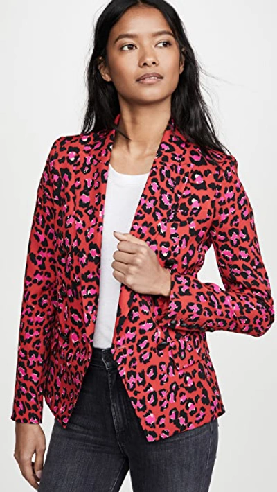 Shop L Agence Kenzie Double Breasted Blazer In Lava/cerise