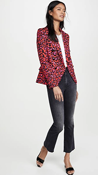 Shop L Agence Kenzie Double Breasted Blazer In Lava/cerise