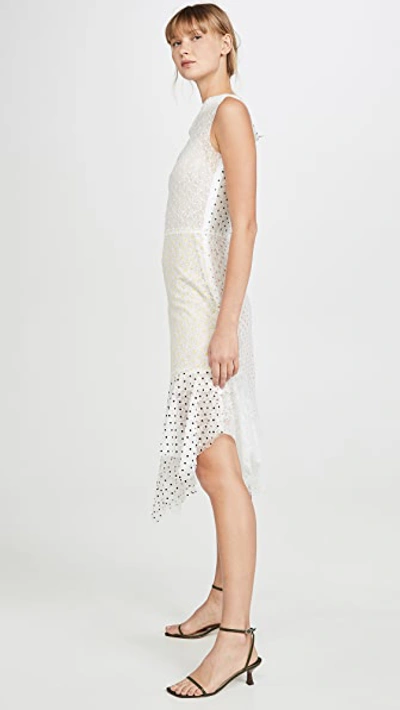 Shop Anais Jourden Duo Lace Off Shoulder Midi Dress In White Rainbow In White Multi