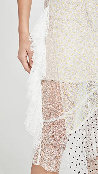 Shop Anais Jourden Duo Lace Off Shoulder Midi Dress In White Rainbow In White Multi
