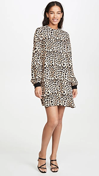 Leopard Print Bishop Sleeve Mini Dress