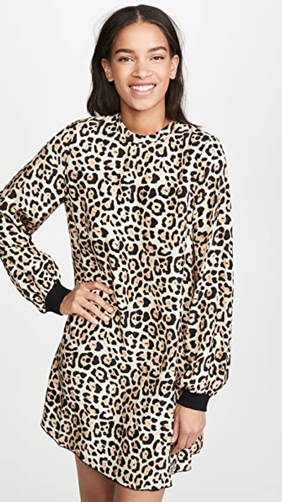 Leopard Print Bishop Sleeve Mini Dress