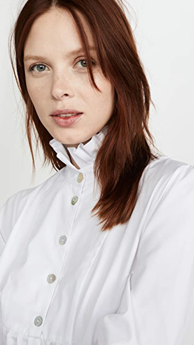 Shop Alexa Chung Herringbone Shirt Dress With Frill In White
