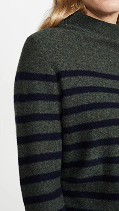 Shop Vince Brenton Stripe Cashmere Sweater In Heather Moss/coastal