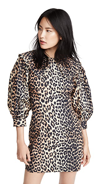 ganni leopard mini dress