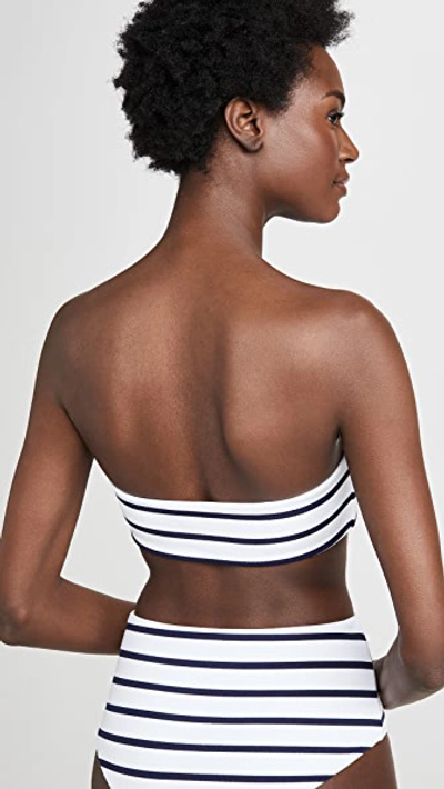 Shop Eberjey Retro Stripe Summer Bikini Top In Peacoat/white