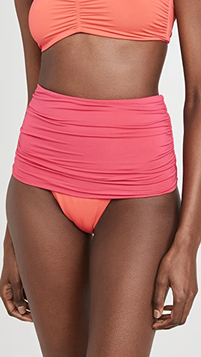 Shop Stella Mccartney Dropped High Waist Bikini Bottoms In Azalea/clementine