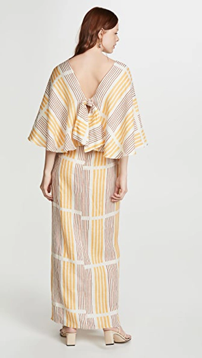 Shop Johanna Ortiz Paradise Midi Dress In Ecru/fresh Lemonade