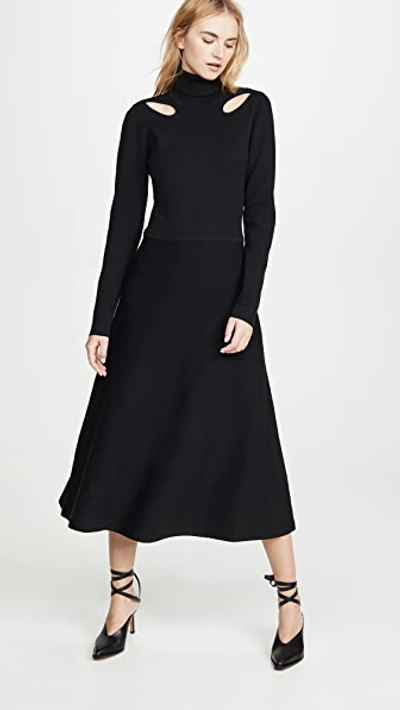 Shop Jason Wu Merino Knit Cutout Dress In Black