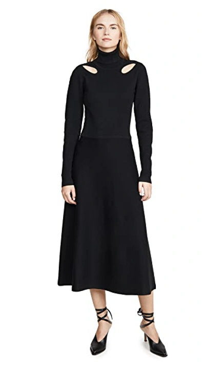 Shop Jason Wu Merino Knit Cutout Dress In Black