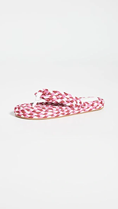 Shop Zimmermann Cotton Braid Sandals In Rouge Multi