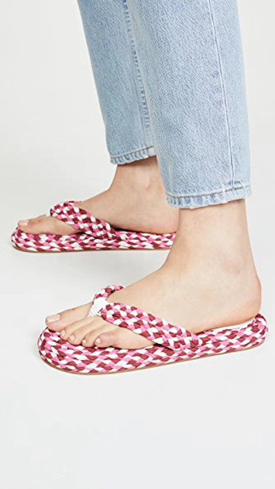 Shop Zimmermann Cotton Braid Sandals In Rouge Multi