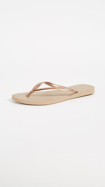 havaianas slim swarovski crystal flip flops in rose gold