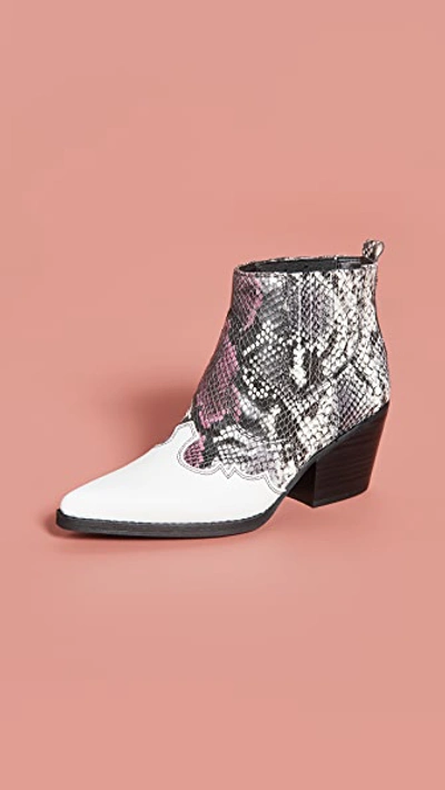 Shop Sam Edelman Winona Booties In White/berry Snakeprint