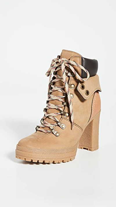 Shop See By Chloé Eileen High Heel Booties In Tortora/natural