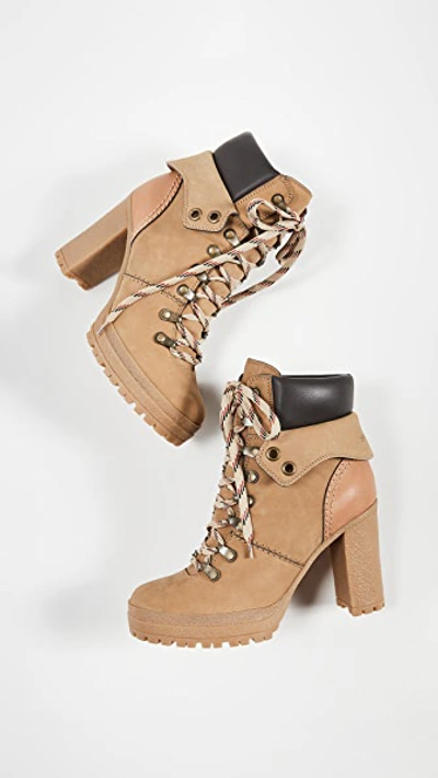 Shop See By Chloé Eileen High Heel Booties In Tortora/natural