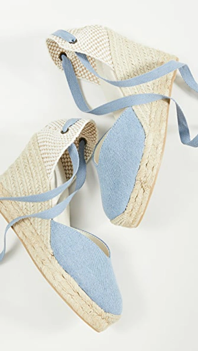 Shop Soludos Mallorca Espadrille Wedges In Light Blue