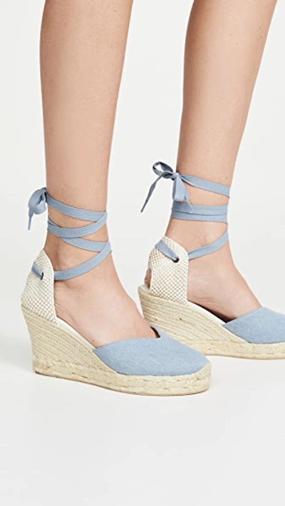 Shop Soludos Mallorca Espadrille Wedges In Light Blue