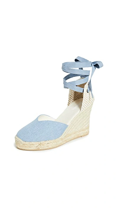 Shop Soludos Mallorca Espadrille Wedges In Light Blue