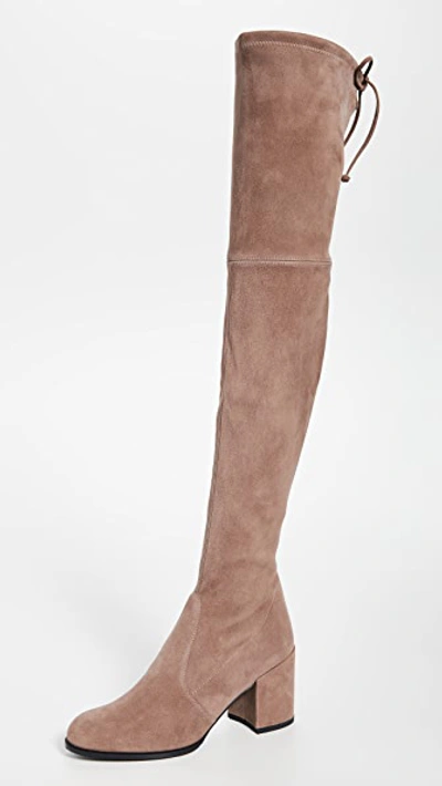 Shop Stuart Weitzman Tieland Over The Knee Boots In Taupe