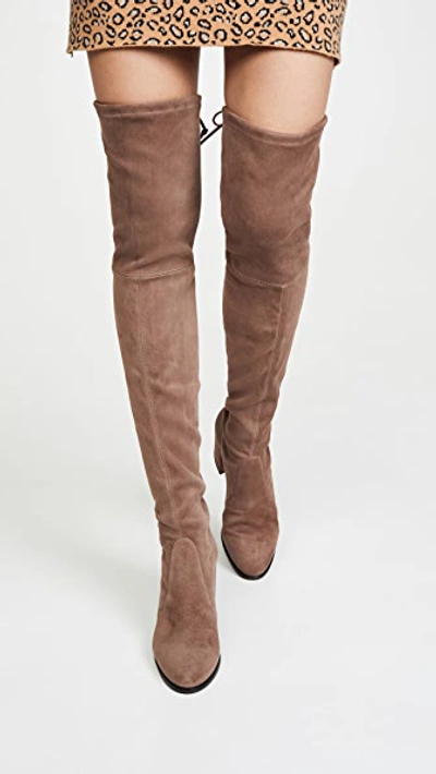 Shop Stuart Weitzman Tieland Over The Knee Boots In Taupe