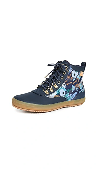 Shop Keds X Rifle Paper Co. Scout Garden Party Boots In Navy Multi