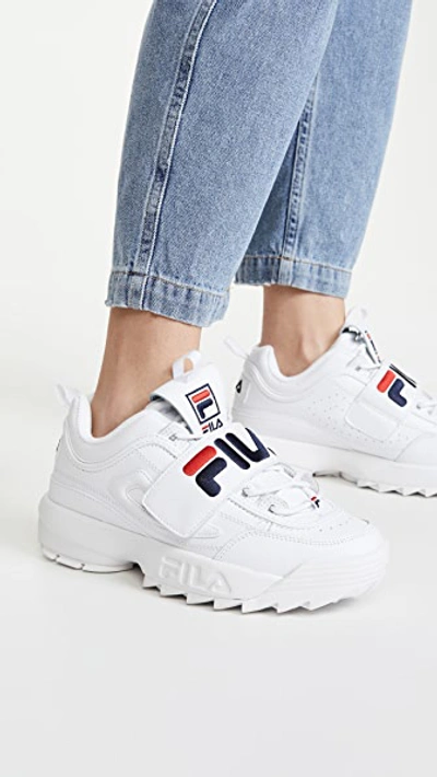 Shop Fila Disruptor Ii Applique Sneakers In White/ Navy/ Red