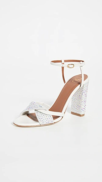 Shop Malone Souliers Tara Ms Crystal 100mm Sandals In Cream