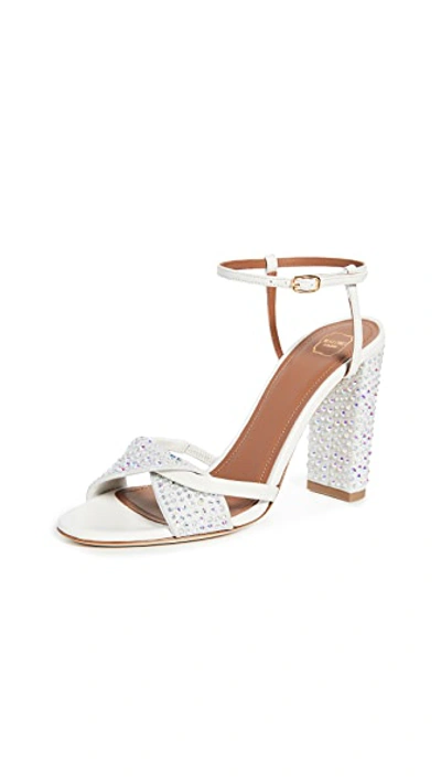 Shop Malone Souliers Tara Ms Crystal 100mm Sandals In Cream