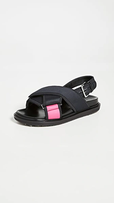 Shop Marni Crisscross Sandals In Black/can
