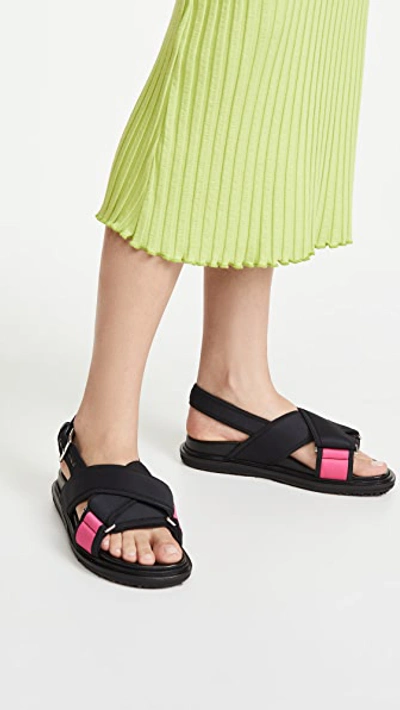 Shop Marni Crisscross Sandals In Black/can